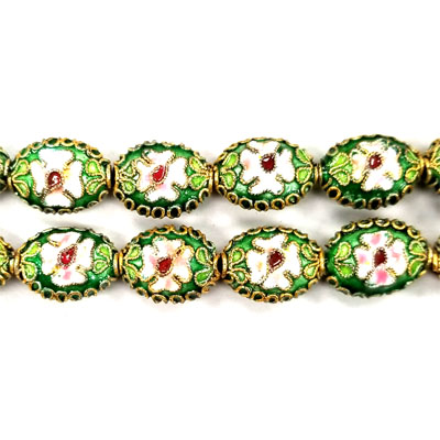 ENAMEL FLAT OVAL 9X13MM GREEN
